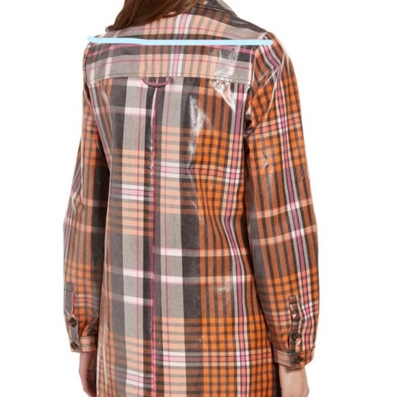 Something Navy plaid glossy trench coat - Picture 4 of 4